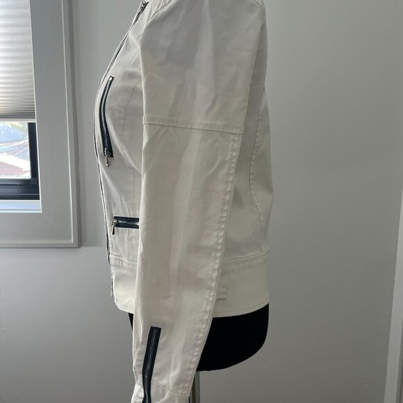 7for all Mankind White S Moto Cotton Jacket with accent zippers NEW - Picture 4 of 7